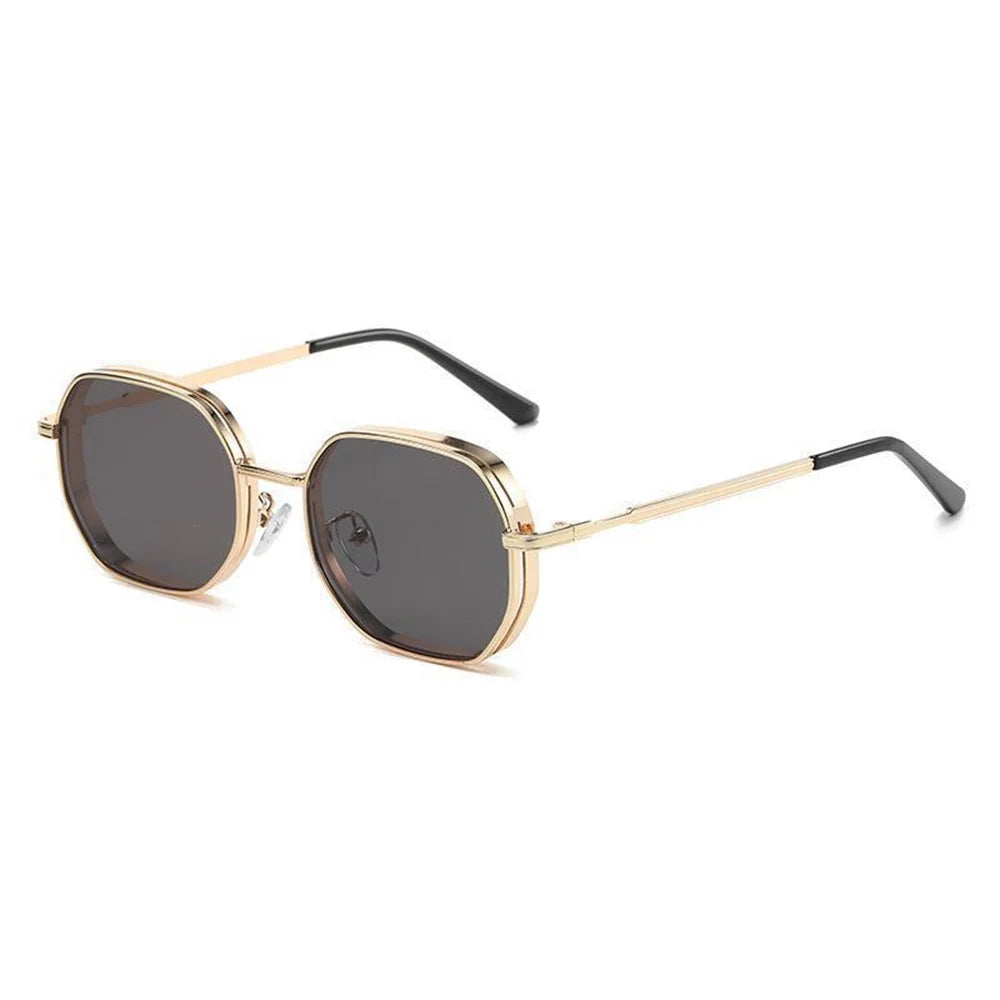 Vintage Metal Polygon Sunglasses Women Men Fashion Gradient Glasses Brand Designer Uv400 Shades Eyewear Driving Fishing Goggles