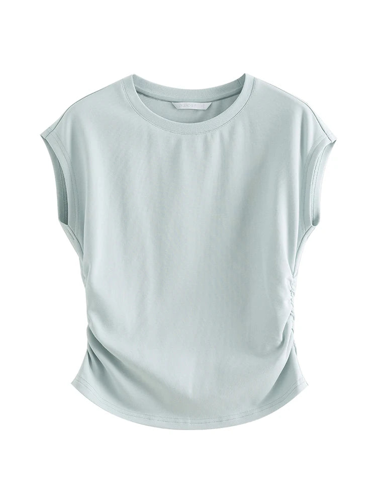 ZIQIAO Petite Relaxing Short Sleeved T-shirt Skirt Set for Women 2024 Summer New Slimming Women Top clothes