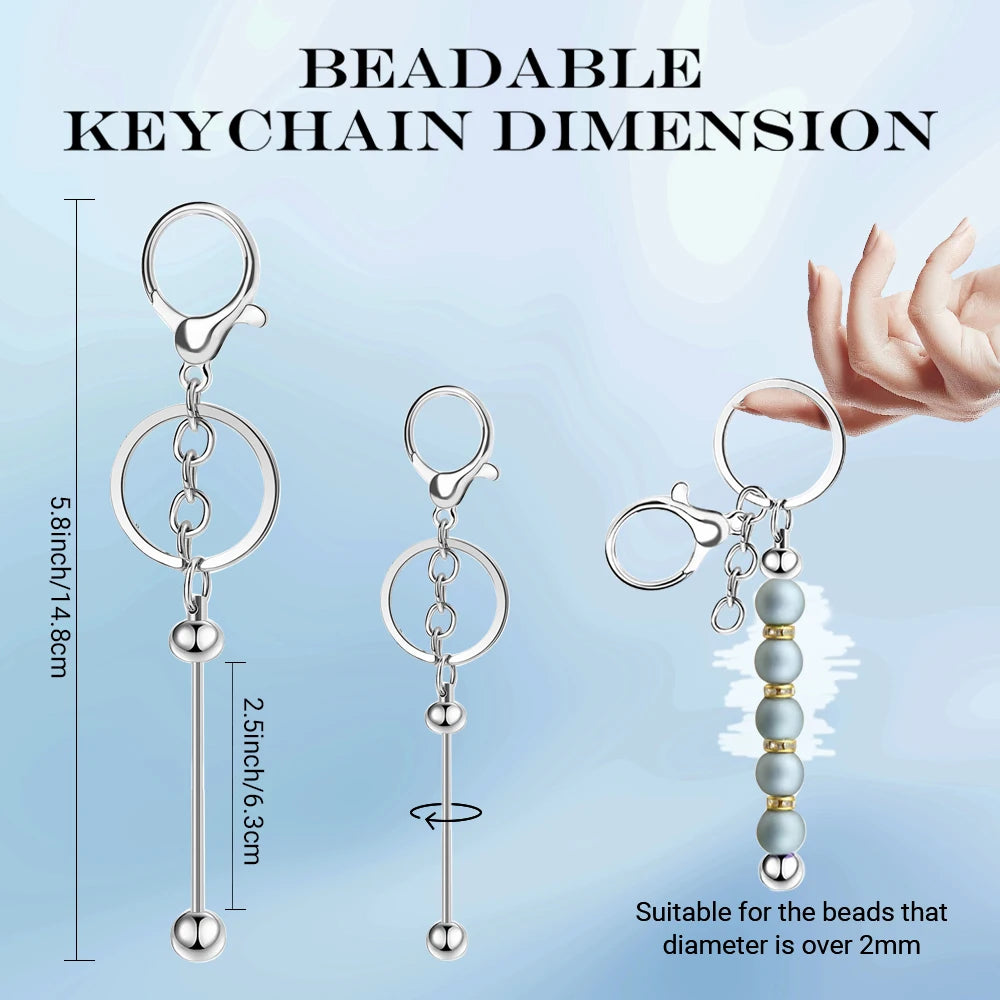 3/5/10/20PCS Metal Beadable Keychain Bars Blanks for Beads Pendant Jewelry Charms DIY Crafts Keychains Making Valentine’s Gift