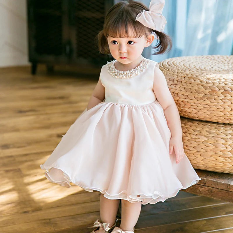 IYEAL New Fashion Sleeveless Children Girl Dress Beading Kids Girl Gown