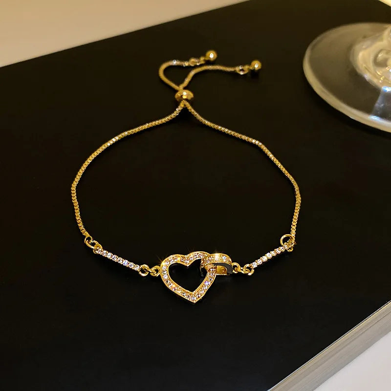 Colorful Zircon Butterfly Drawstring Bracelets For Women Lovely Bowknot Silver Color Adjustable Bracelets Jewelry Birthday Gifts