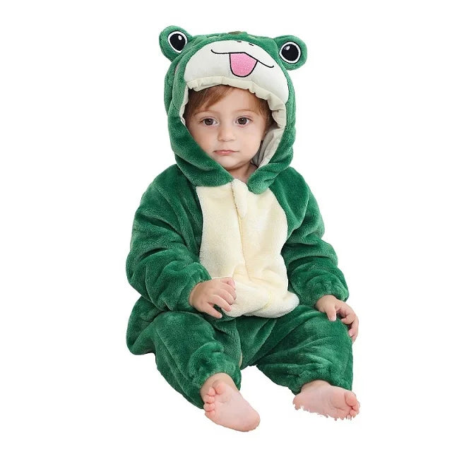 MICHLEY Halloween Baby Strampler Winterkleidung Flanell Kapuzen Bodys Pyjamas Tiere Overall Jumpsuit für Mädchen Jungen Kinder