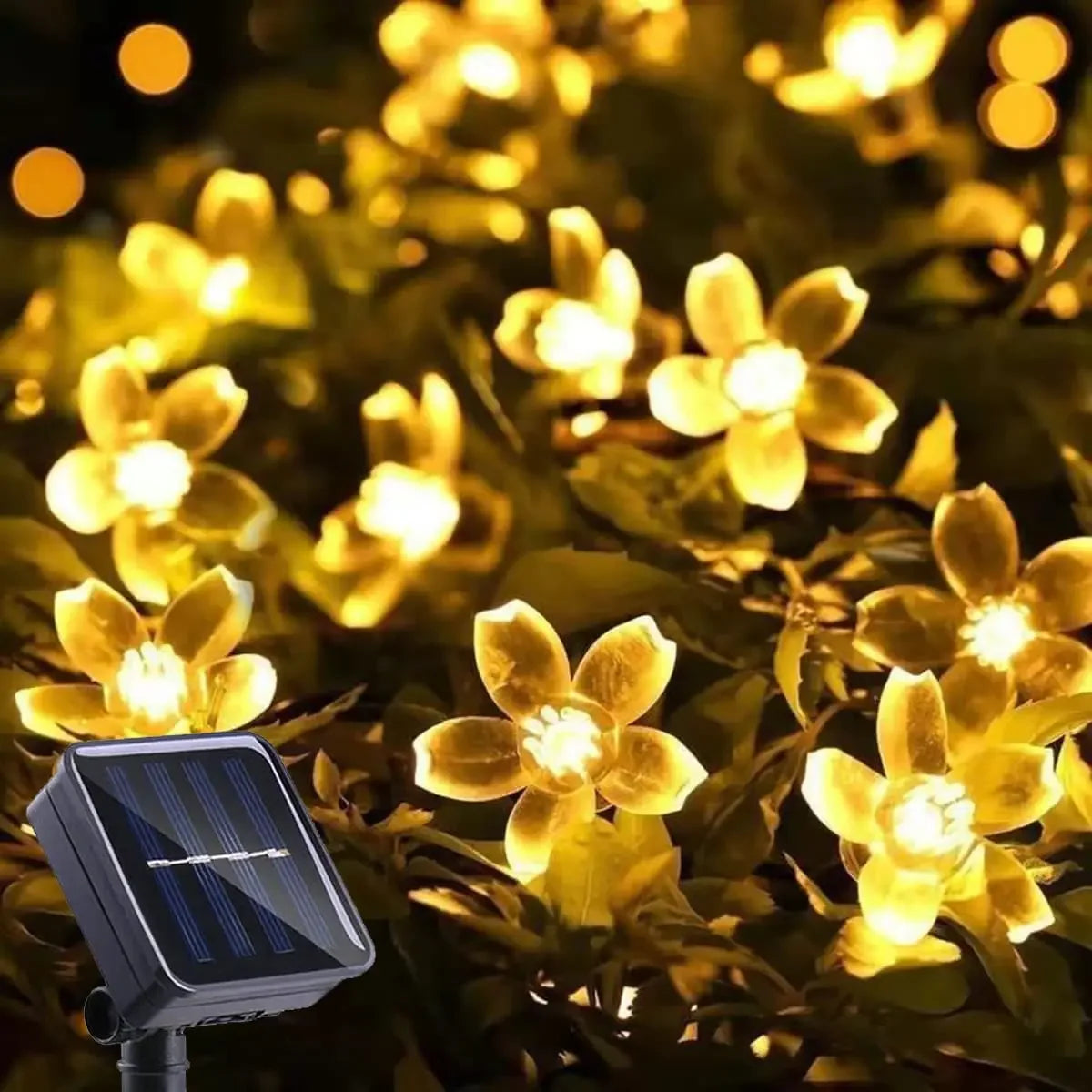 Outdoor Solar Powered Flower Garland Festoon LED String Fairy Light Waterproof for Backyard & Garden Lawn Fence Patio Decoration