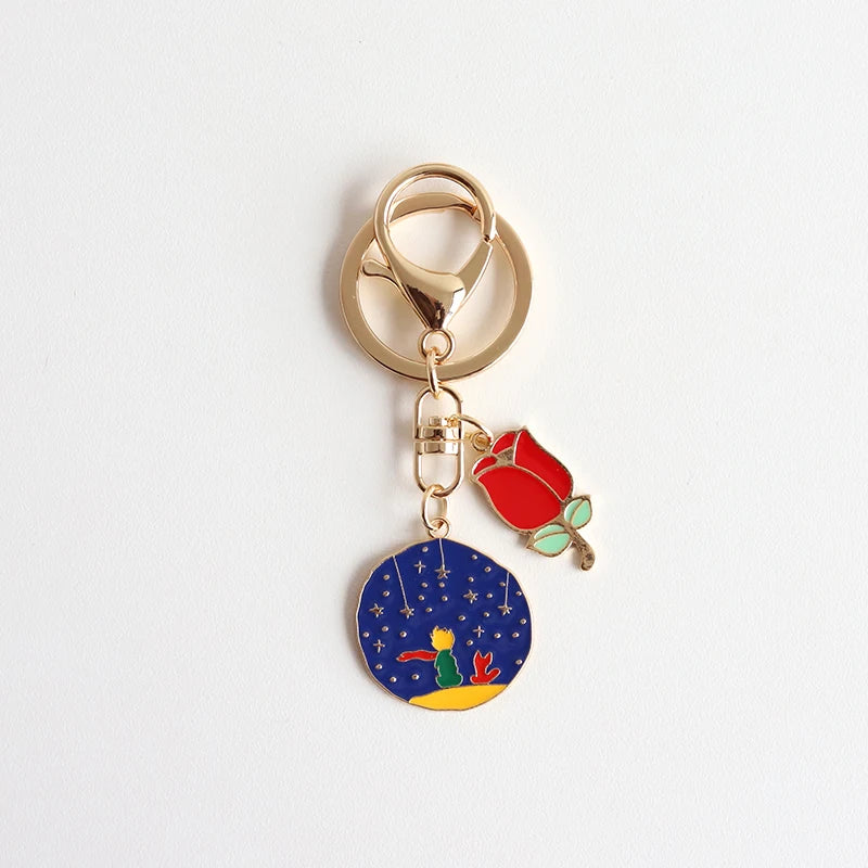 Trendy The Little Prince Keychain Cute Fox Airpods Pendant For Clothes Backpack Keyring Key Chains Charms Valentines Day Gift