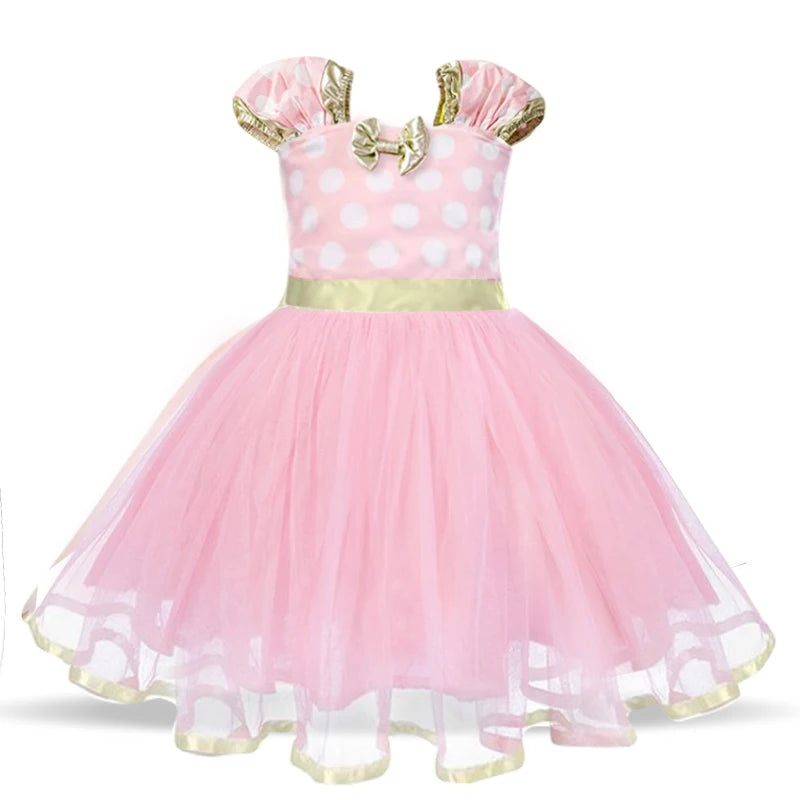 Cute Baby Girl Dress for 9M-4Yrs Children Summer Clothes Kids Minni Mouse Polka Dot Dress Girls Birthday Party Christmas Costume