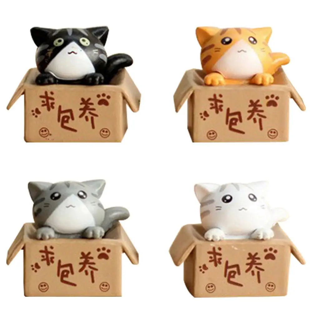 Lovely Box Cartoon Cat Miniature Landscape Decor Bonsai Resin Crafts Ornament Home Decoration Ornaments Accessories Wholesale
