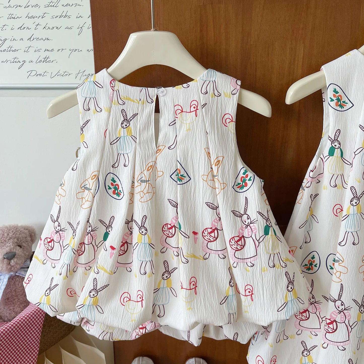 Girls Suits Summer Sleeveless Cartoon Vest Shirt+Shorts Fashion Korean Girls Dress Baby Girl Dress Kids Clothing Sets 2-7Yrs