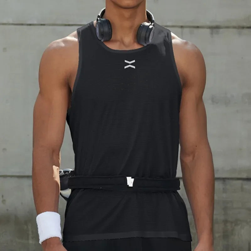 Men Gym Sports Vest Tank Marathon Sleeveless Shirt Running Tops Outdoor Workout Clothing Jogging Sweatshirt Training Sportswear