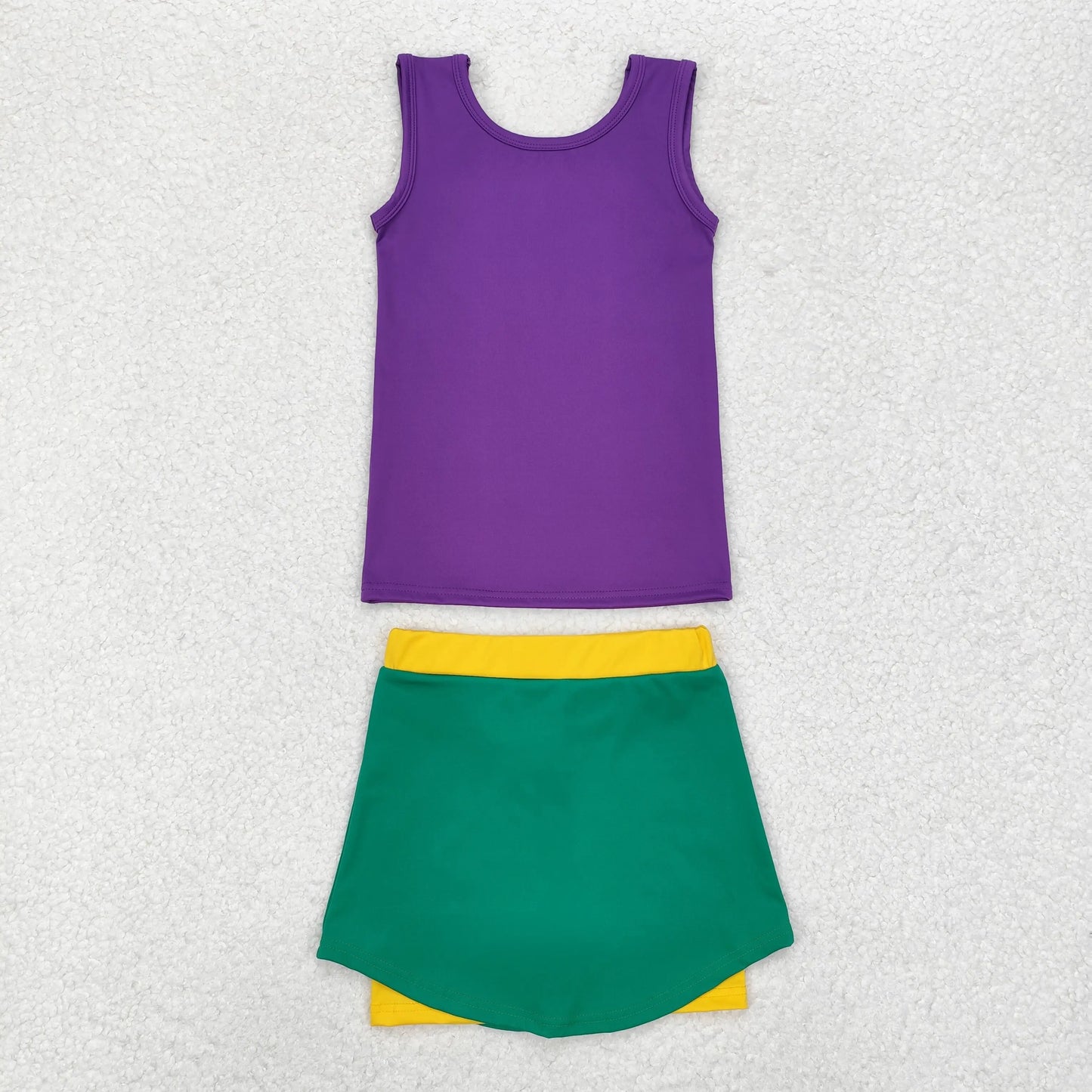 Wholesale Western Boutique Children Clothing Sibling Baby Girls Mardi Gras Active Wear Dresses Yoga Sets