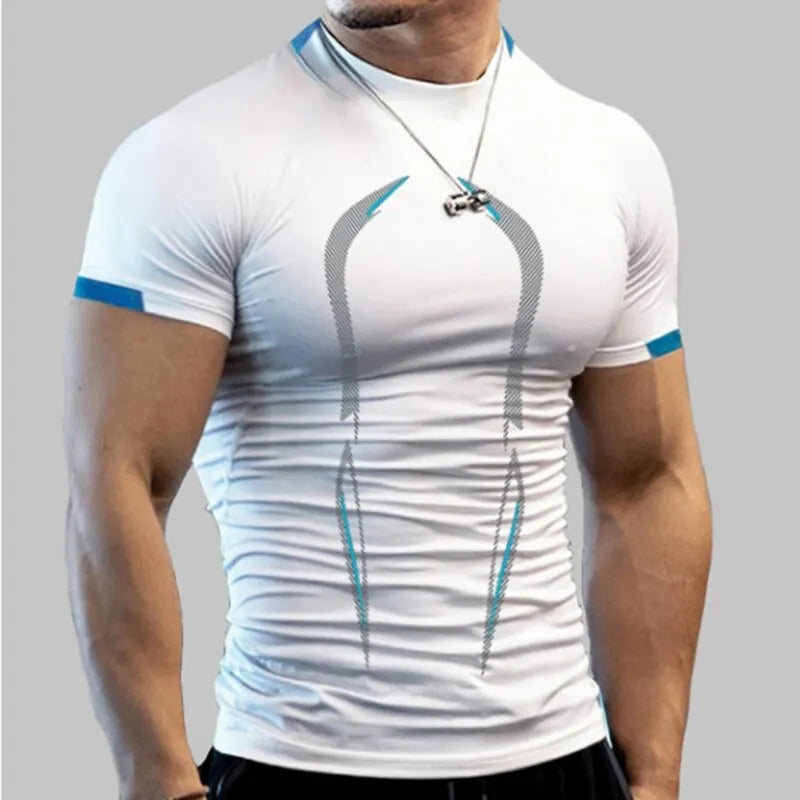 Herren Kompressionsshirt, Superhelden-Sport, Lauf-T-Shirt, Fitness-Training, atmungsaktiv, schnelltrocknend, kurzärmelig