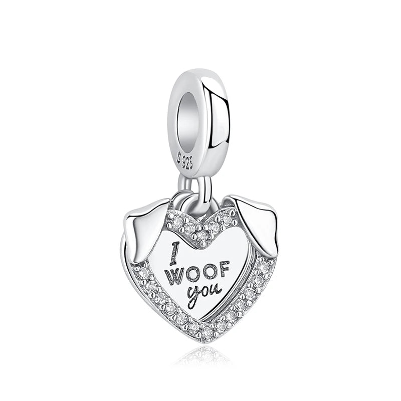 Original Silver Plated Charms For Women Love Pet Dog Cat Paw Print Pendant Beads Fit Pan Bracelets Necklaces DIY Luxury Jewelry