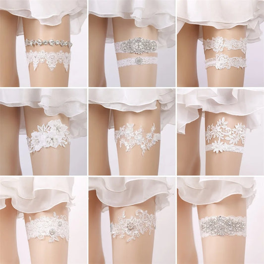 Rhinestone Wedding Garter Leg Accessories Women Jewelry Flower Bridal Lace Garter Suspenders Party Prom Elastic Leg Ring Gift