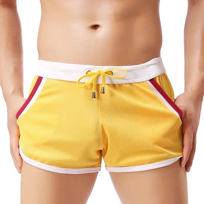 Summer Swimsuit Men Comfortable Gym Athletic Shorts Men's Swimwear Swimming Stitching Color Beach Swimming Quick Dry Shorts