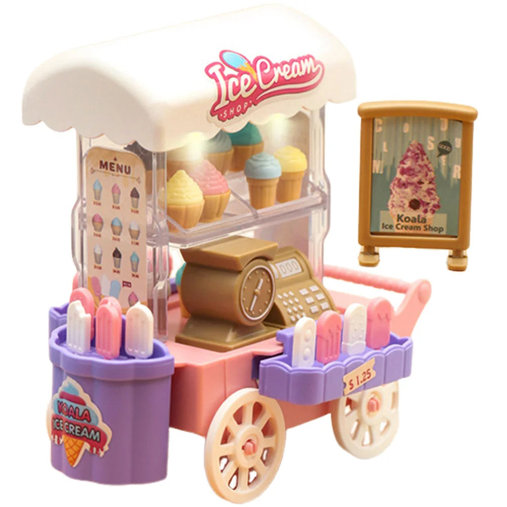 Pretend Play Plaything Ice Cream Dessert Household Truck Kit Plastic Accessories Small Compact Toddler Cart