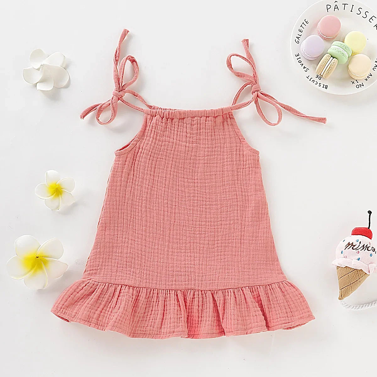 Summer Toddler Baby Girl Sleeveless Ruffles Dress Sarafan Kids Cotton Linen Muslin Slip Dresses Clothing