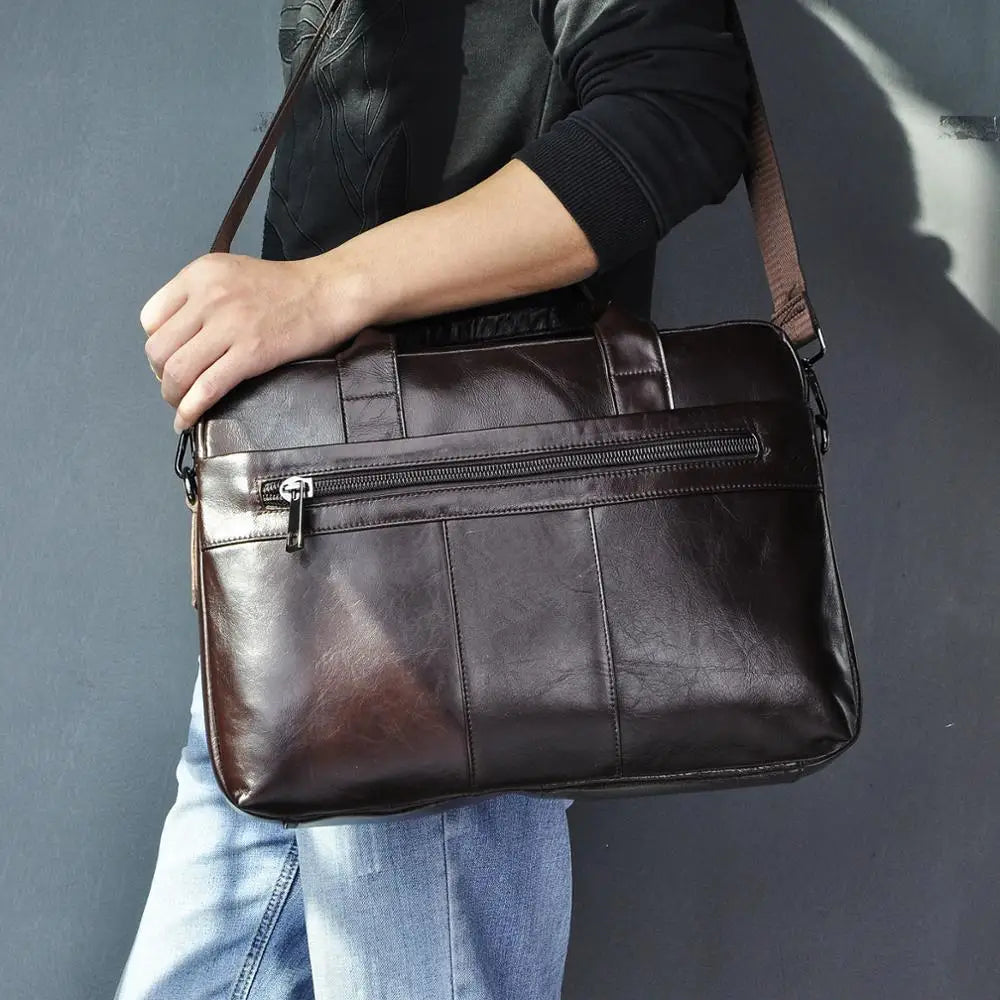 Oil Waxy Leather Coffee Design Business Briefcase 15" Laptop Document Case Fashion Attache Messenger Bag Tote Portfolio 9022-b
