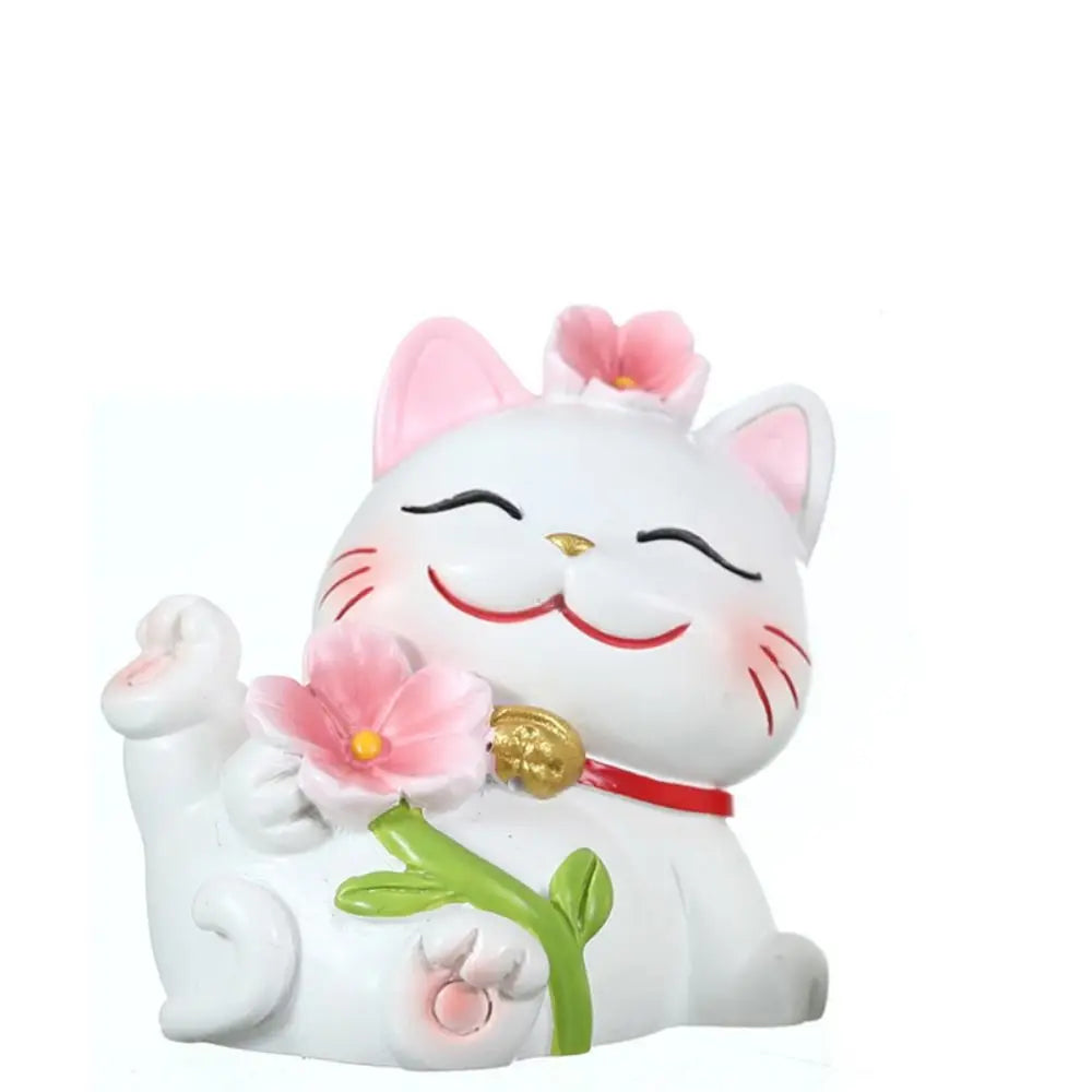 Shake Head Lucky Cat Car Decoration Cartoon Cat Waving Arm Mini Lucky Cat Figure Resin Multipurpose Maneki Neko Ornament