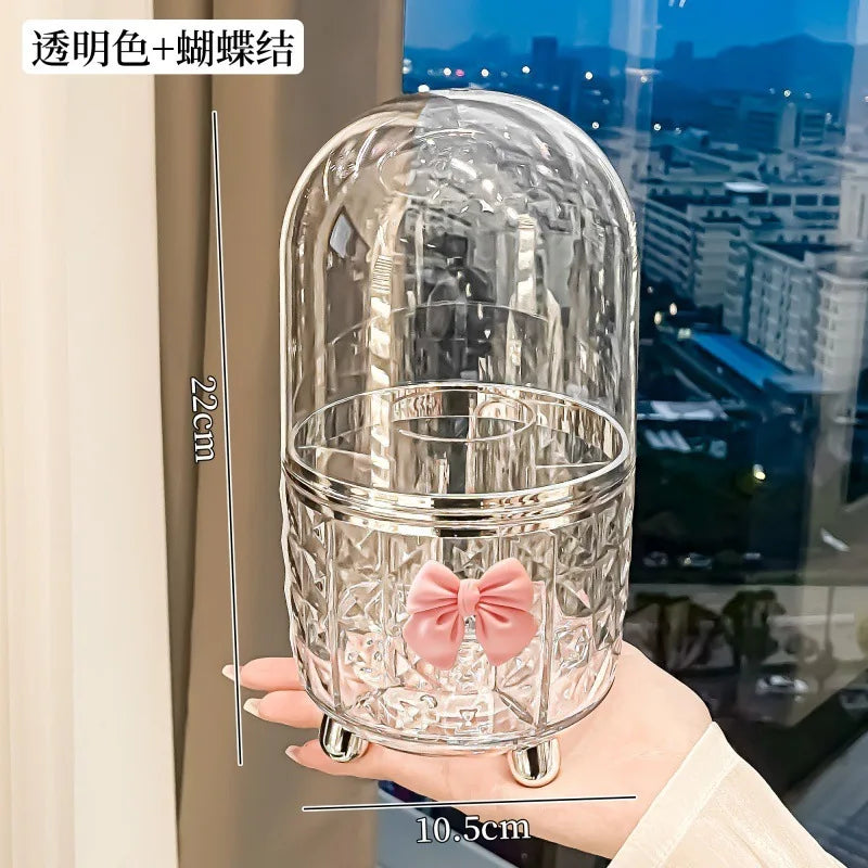 Makeup Storage Case Rotating Dustproof Makeup Brush Storage Container Pen Brush Bucket Dresser Desktop Lipstick Storage Rack