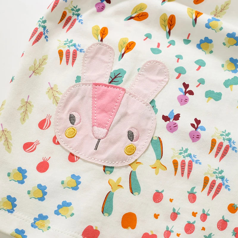 Little maven 2024 New Summer Children 's Clothing for Kid Clothes for Baby Girls Cotton Cartoon Vegetable Kids Party Dresses