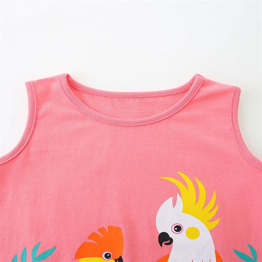 2-7T Sleeveless Girls Dresses Summer Girls Party Dress Animals Print Birthday Kids  School Children Clothing Toddler Dresses