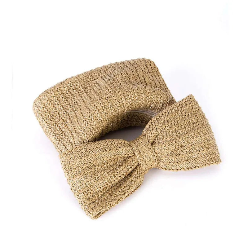 Fashion Trends Low Price Delicate Summer Bow Braided woven Bags Beach Straw Beaded Purses And Handbags