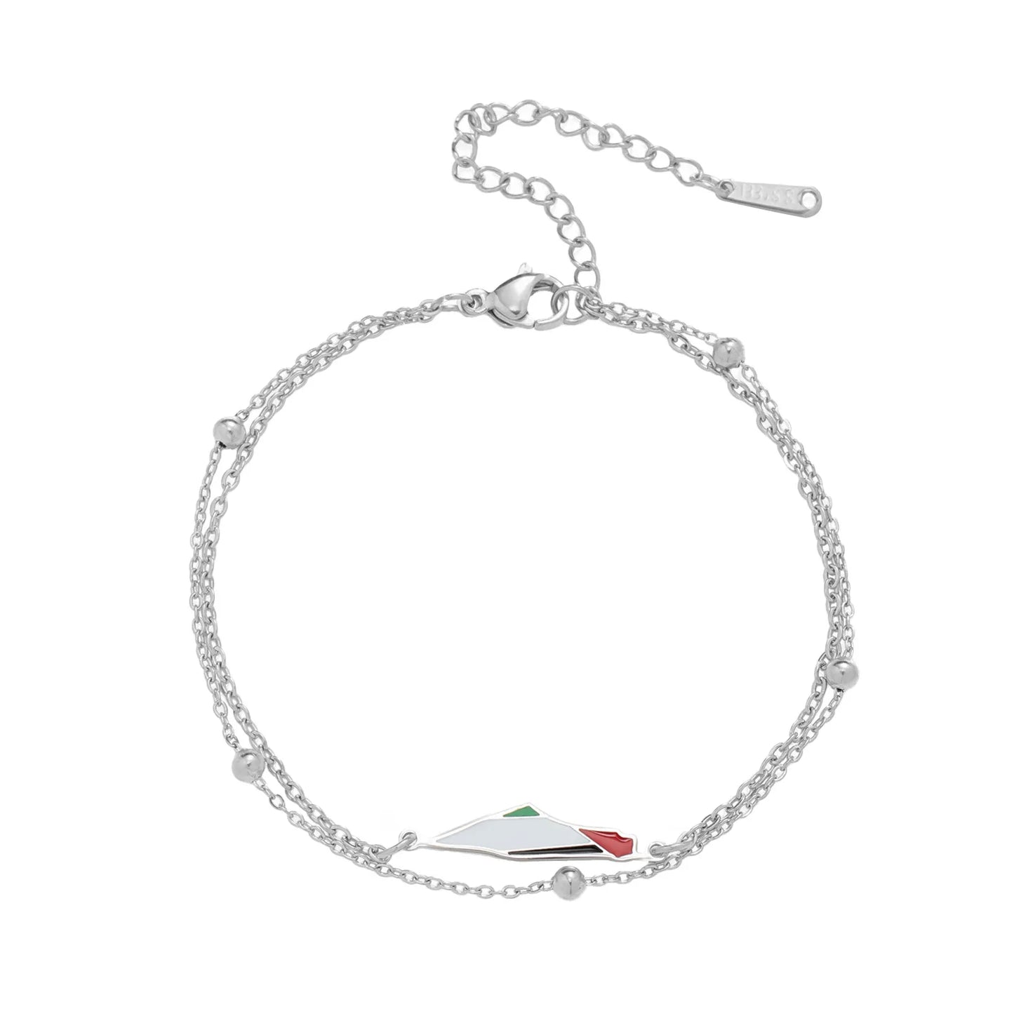 Cazador Palestine Map Double Layers Beads Chain Bracelets for Women Stainless Steel Jewelry Charm Bracelet Gift