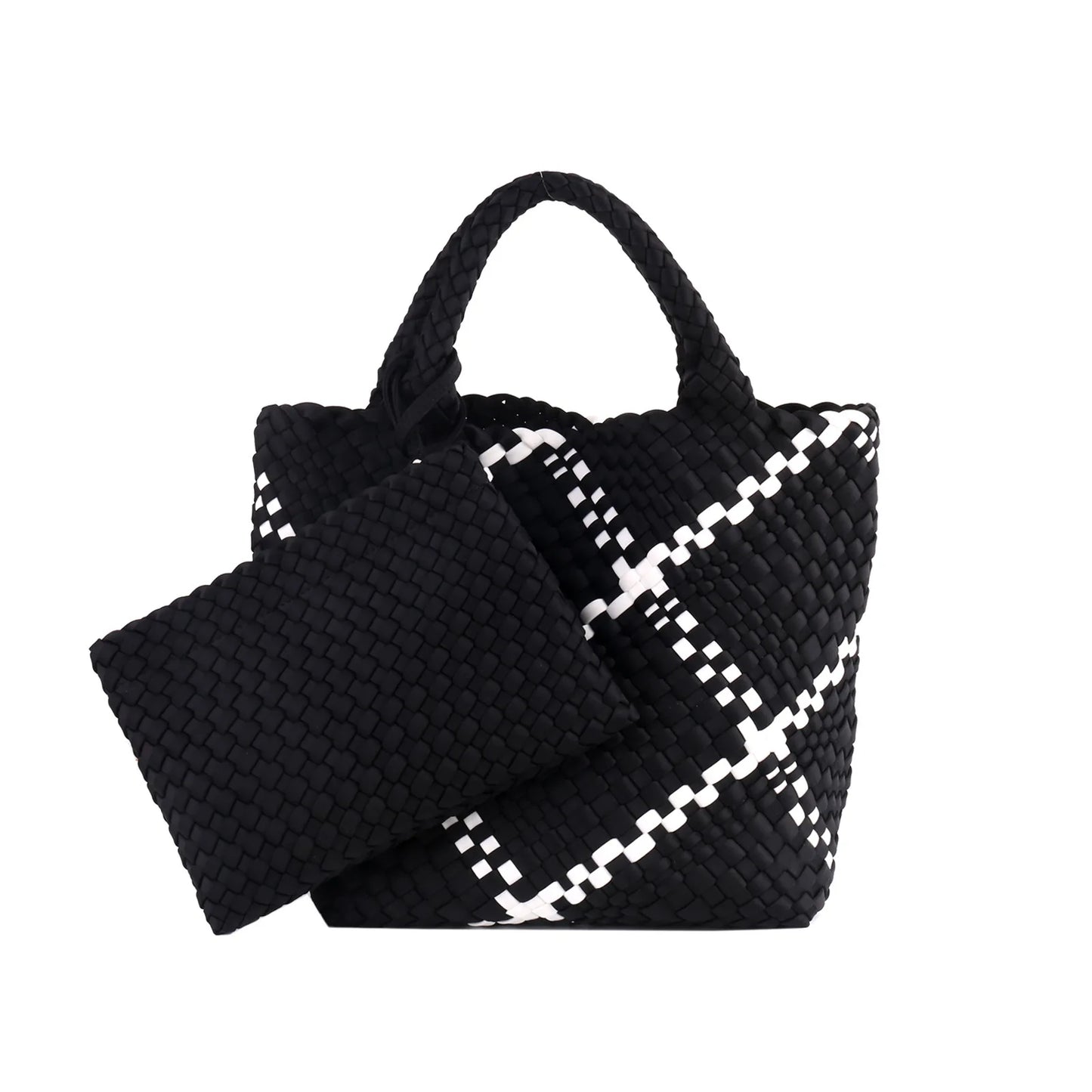 Hot Sale New Neoprene PU Woven Bag Beach Bag Large Capacity Woven Handbag Handmade Knitted Bag