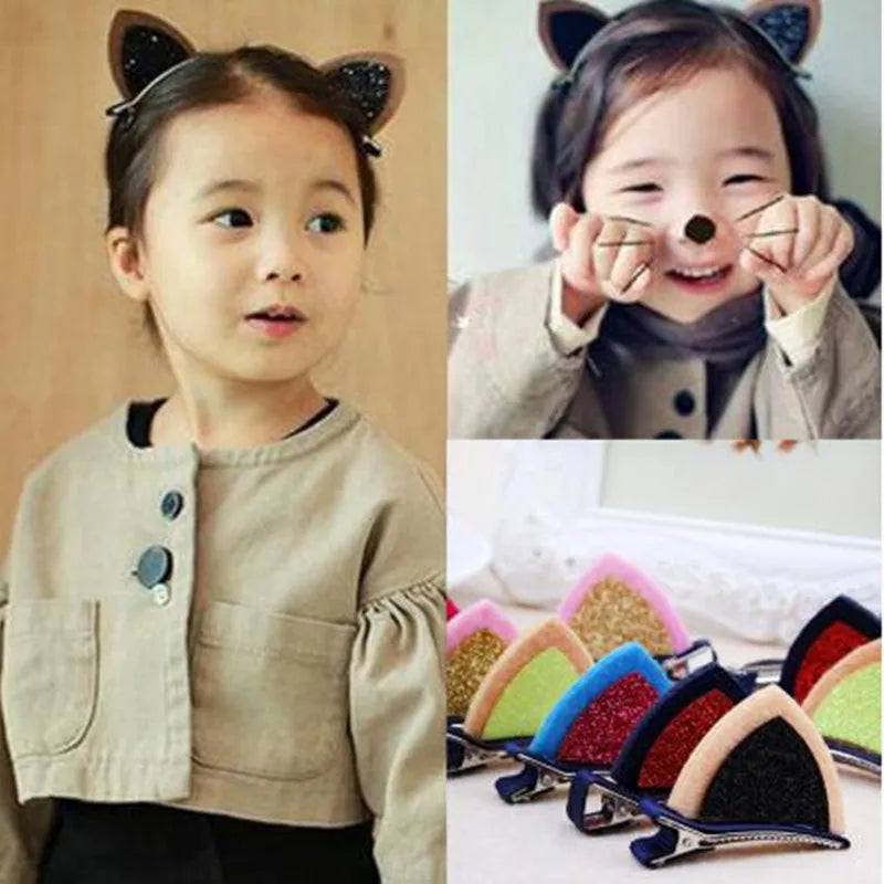 1pc/Set Cute Hair Clips For Girls Hairpins Barrettes Cartoon Hair Ornament Headbands Cat Ear BB Hairgrips Kids Hair Accessories