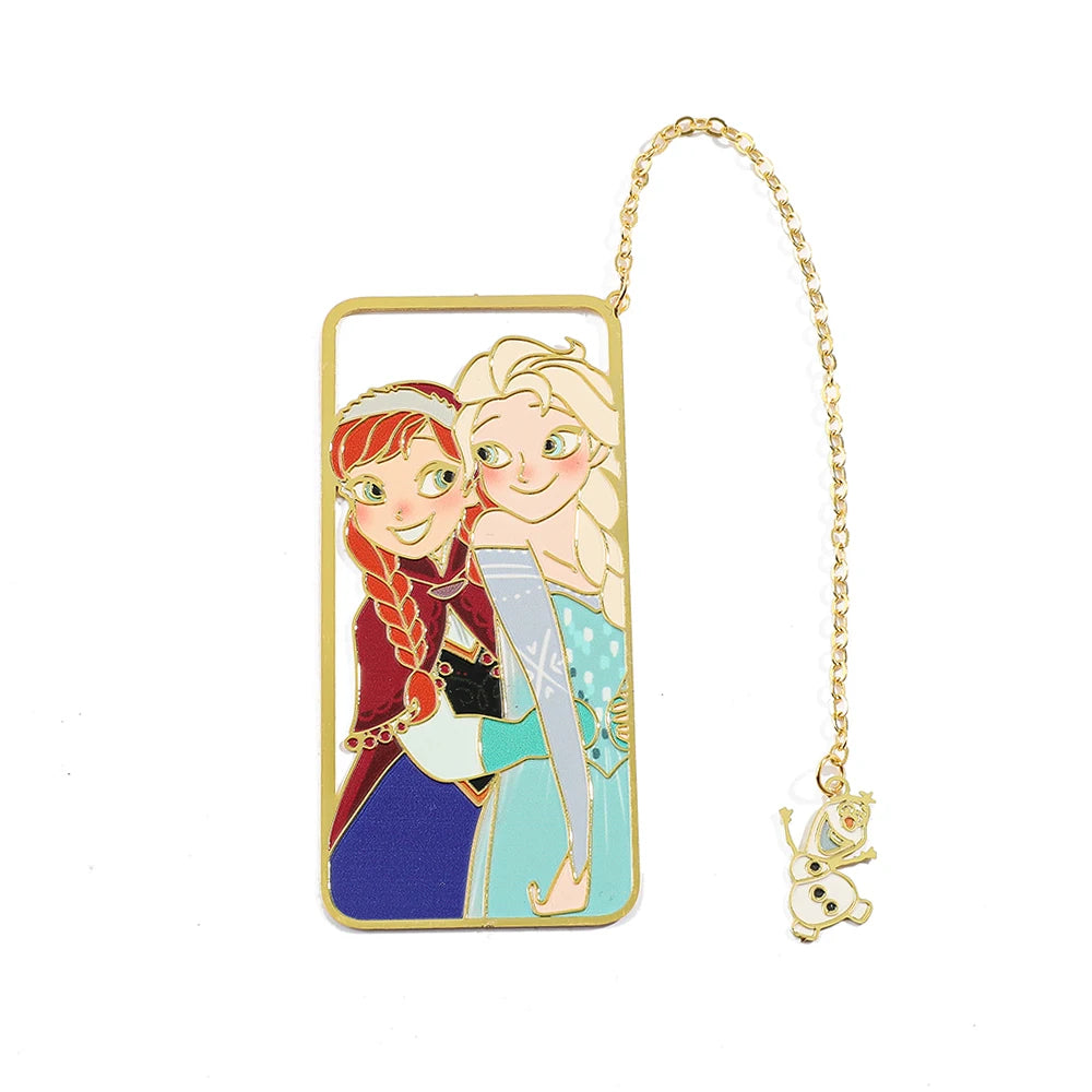 Anime Frozen Elsa Bookmark Princess Reading Page Marker Tools Stationery Cartoon Periphery Metal Fashion Gifts Collect Souvenir