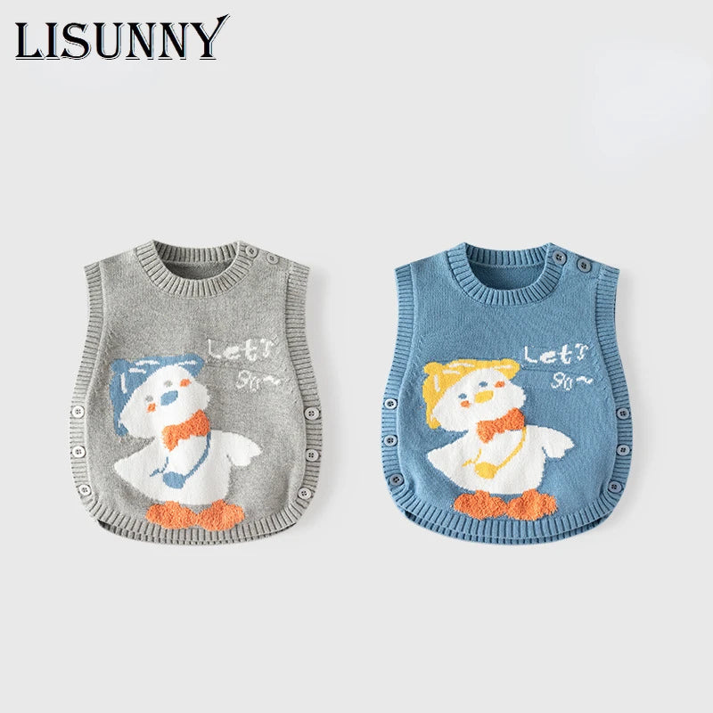 Baby Jungen Mädchen Pullover Weste Herbst 2024 Kinder Stricken Weste Pullover Kinder Kleinkind Kleidung Oansatz Ärmellose Cartoon Gestrickte 0-4y