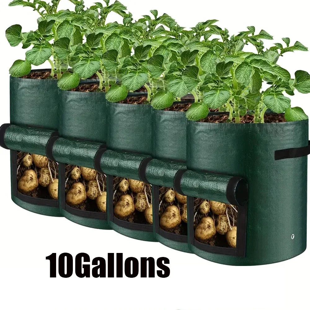 5PCs Garden Supplies Vegetable Plant Grow Bag Planting Container Bag Thicken Garden Pot DIY Potato Grow Planter PE Cloth