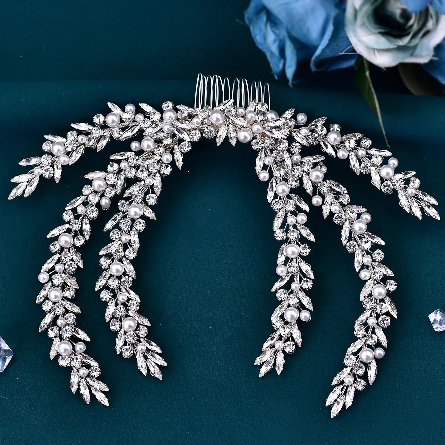 Fashion Bridal Head Piece Pearl Rhinestone Bride Hair Comb Party Wedding Hair Accessories Women Bride Headwear HP530