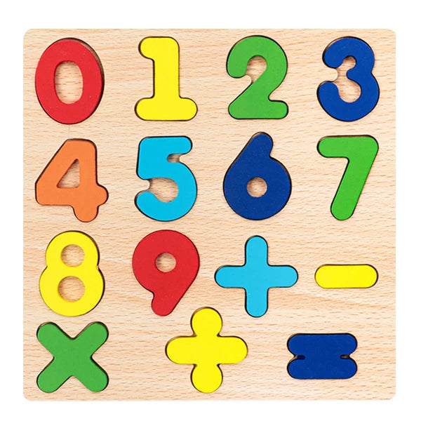 Colorful Alphabet Number Wooden Puzzles Kids Intelligent Matching Game Preschool Children Early Educational Toys