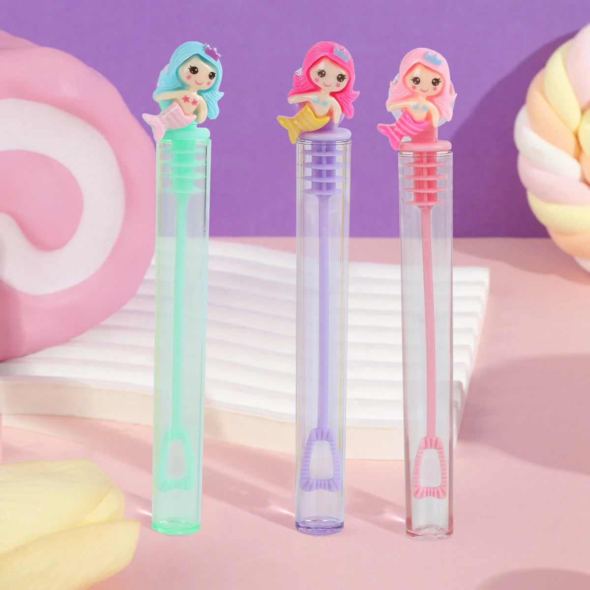 10 stücke Meerjungfrau Seifenblasenröhre Seifenflasche Kleine Meerjungfrau Geburtstagsparty Dekor Hochzeitsgäste Geschenke Babyparty Kids Favors Spielzeug