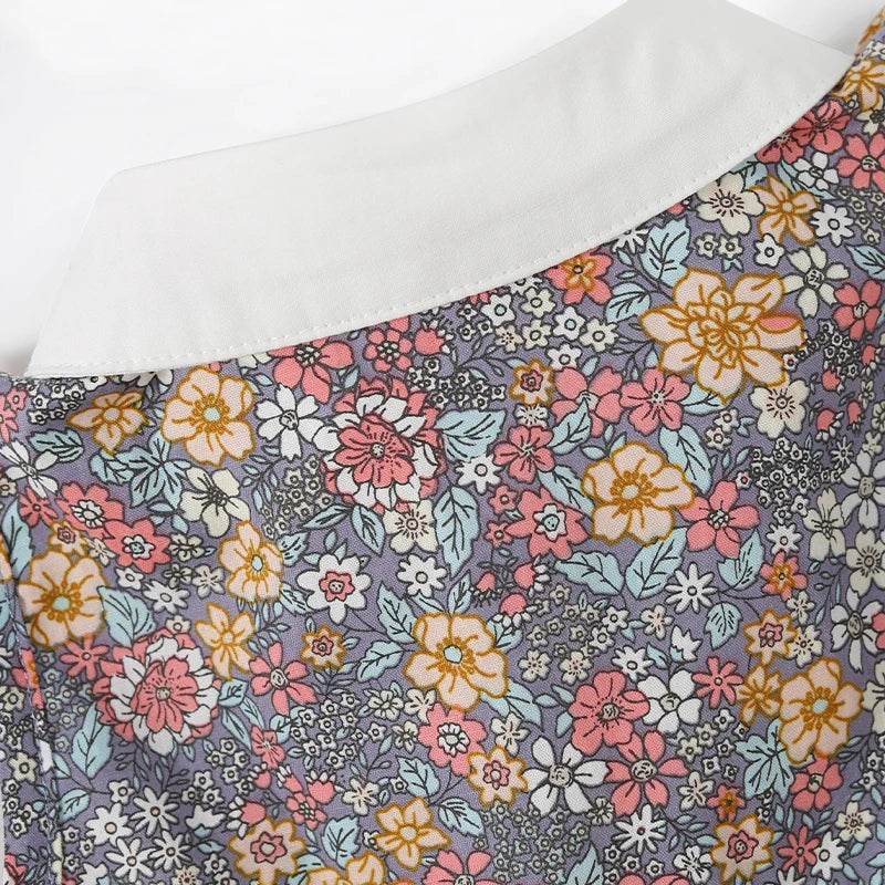 Sleeveless Summer Girls Blouses Tops Cotton Casual Flower Print Baby Girls Striped Shirts for Children Kid Clothing Shirts Dress