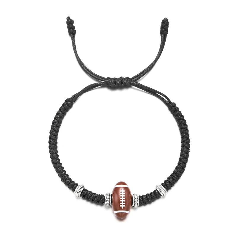 Newest Football Volleyball Basketball Baseball Bracelet For Women Woven Rope Tennis Rugby Bracelet Boys Girls Sports Jewelry