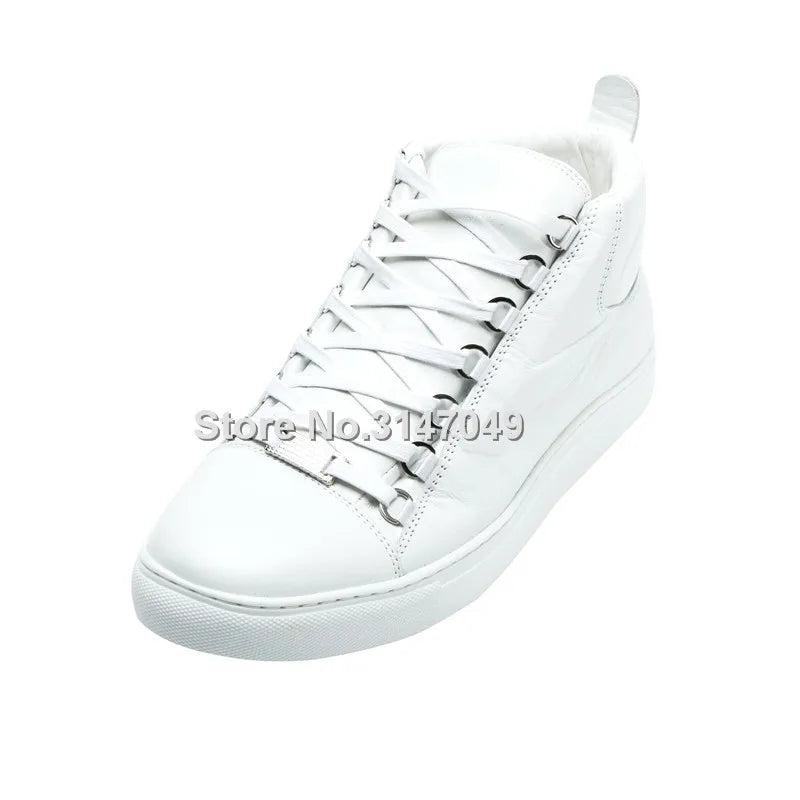 Fashion Men'S Casual Shoes Lace Up Height Increasing Shoes Men White Leather Sneakers Solid Spring Autumn Moccasin Shoes 2019