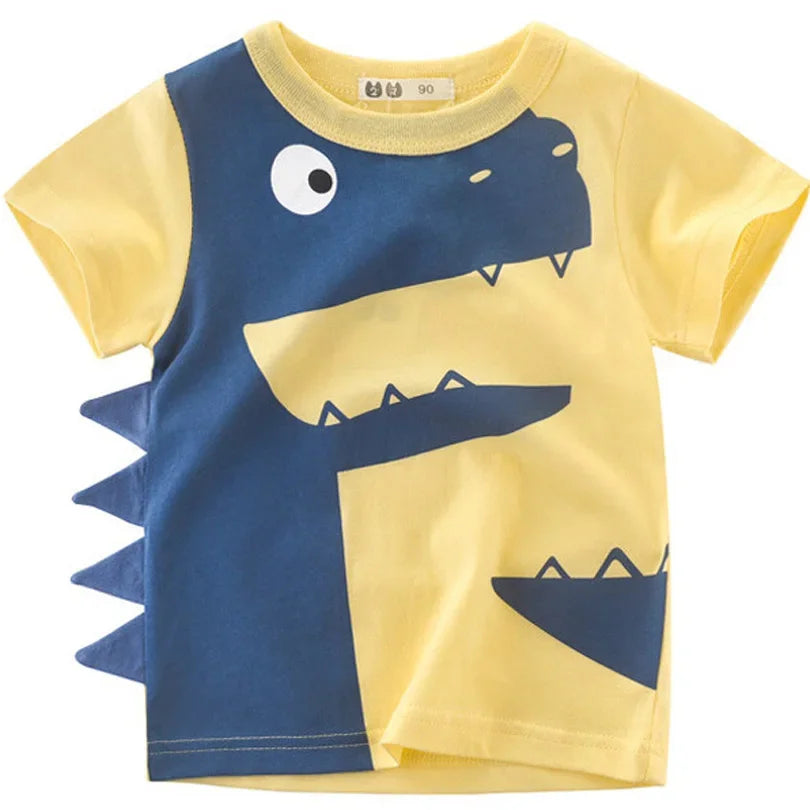 2025 Cartoon Druck Baby Junge Dinosaurier T Shirt Für Sommer Infant Kinder Jungen Mädchen Lion T-Shirts Kleidung Baumwolle Kleinkind Brief tops
