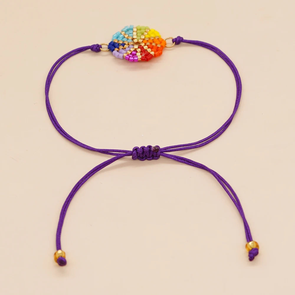 Boho Charm Bracelets Handmade Gift Evil Eye Lucky Jewelry for Women Teen Girl Colorful Daisy Flowers Beaded Miyuki Barcelet