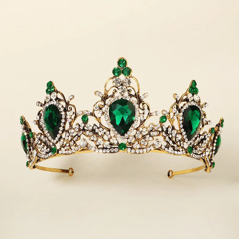 Green Wedding Bridal Pageant Crystal Rhinestone Tiaras Crown Ladies Party Luxury Princess Women Headpiece Hair Accessorie