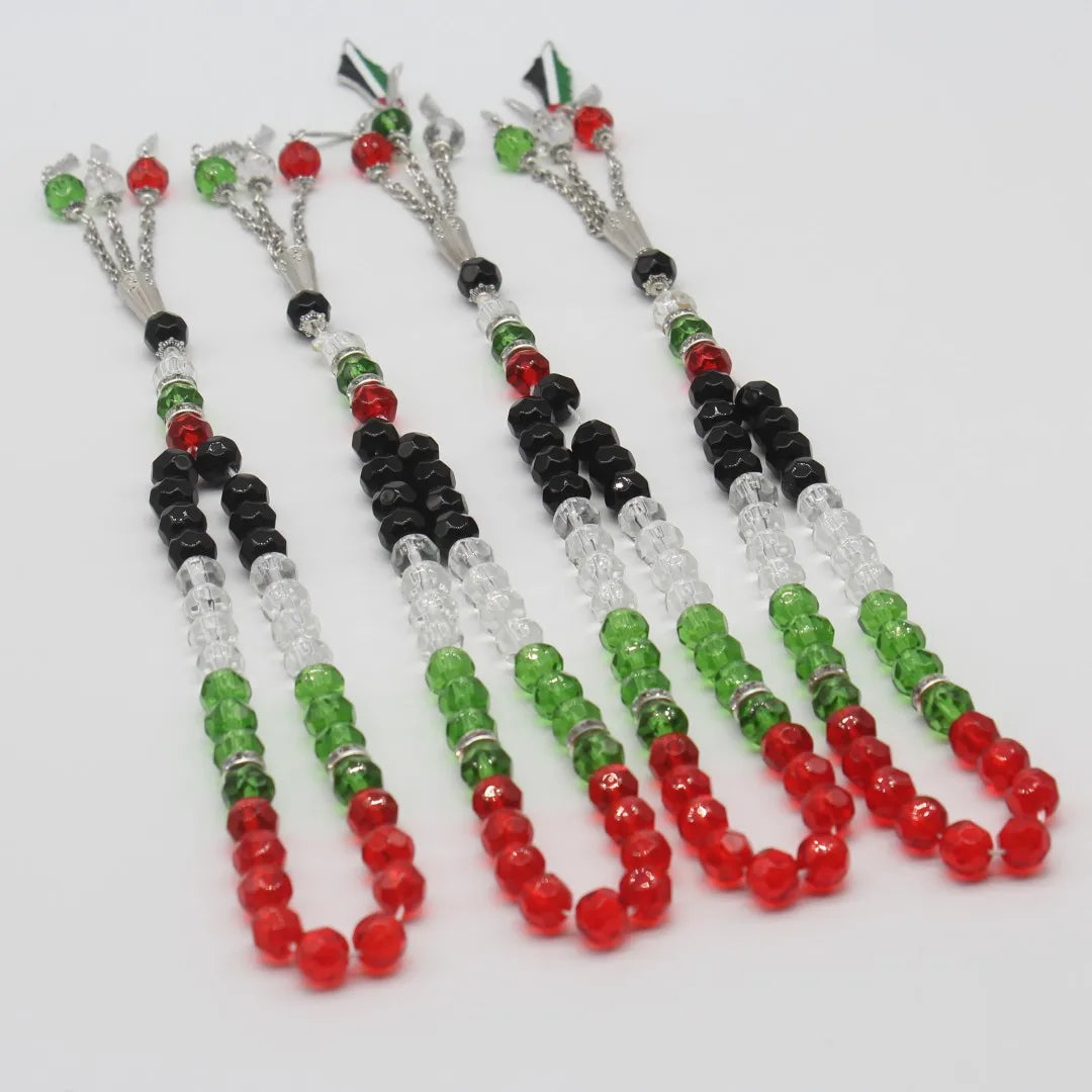 Palestine Arabic Flag Color 99 Tesbih Prayer Beads Rosary Tasbih Muslim Car-Home-Office Hanging Masbaha Misbaha Sibaha Subha