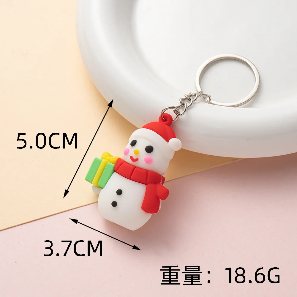 Christmas Keychain Cartoon Cute Doll Pendant Santa Claus Snowman Tree Keyring for Men Women Party Decoration Souvenir