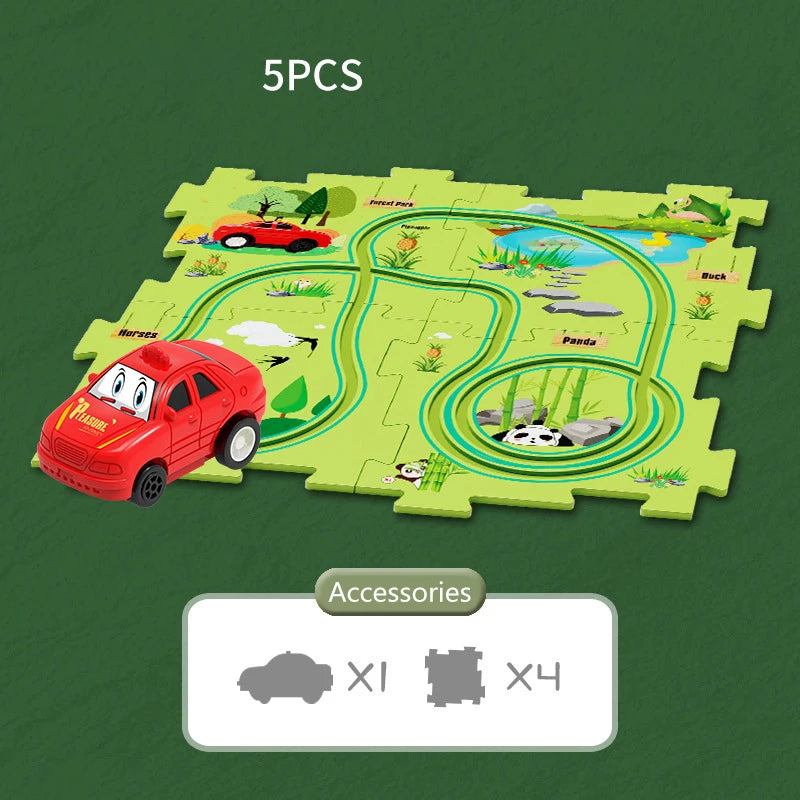Puzzel Toy Set Rail Car DIY Assemble Jigsaw Flexible Railway Track Parent-child Interaction Toy Electric Car Puzzle Toys Gifts