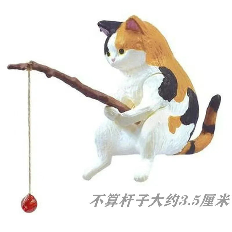 YELL Fish Tank Fishing Cat Hanging Creative Ornament Fishing Mini Decoration Micro Landscape Gachapon Toy Doll Gashapon Figures