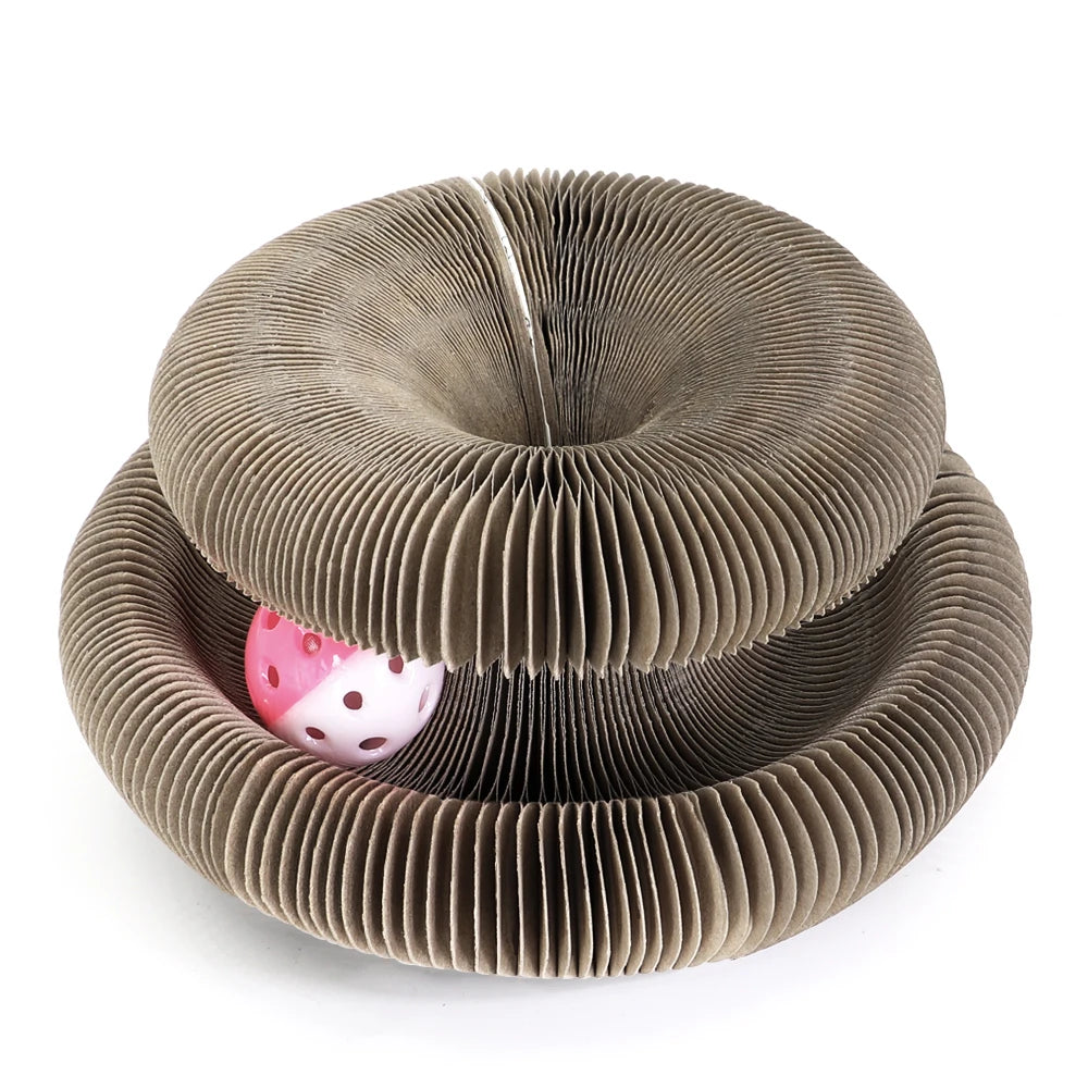 Funny Cat Toy Bed 3 IN 1 Cat Scratcher Cardboard With Ball Toys Collapsible Cat Scratcher Lounge Bed Scratching Pad 3 Types