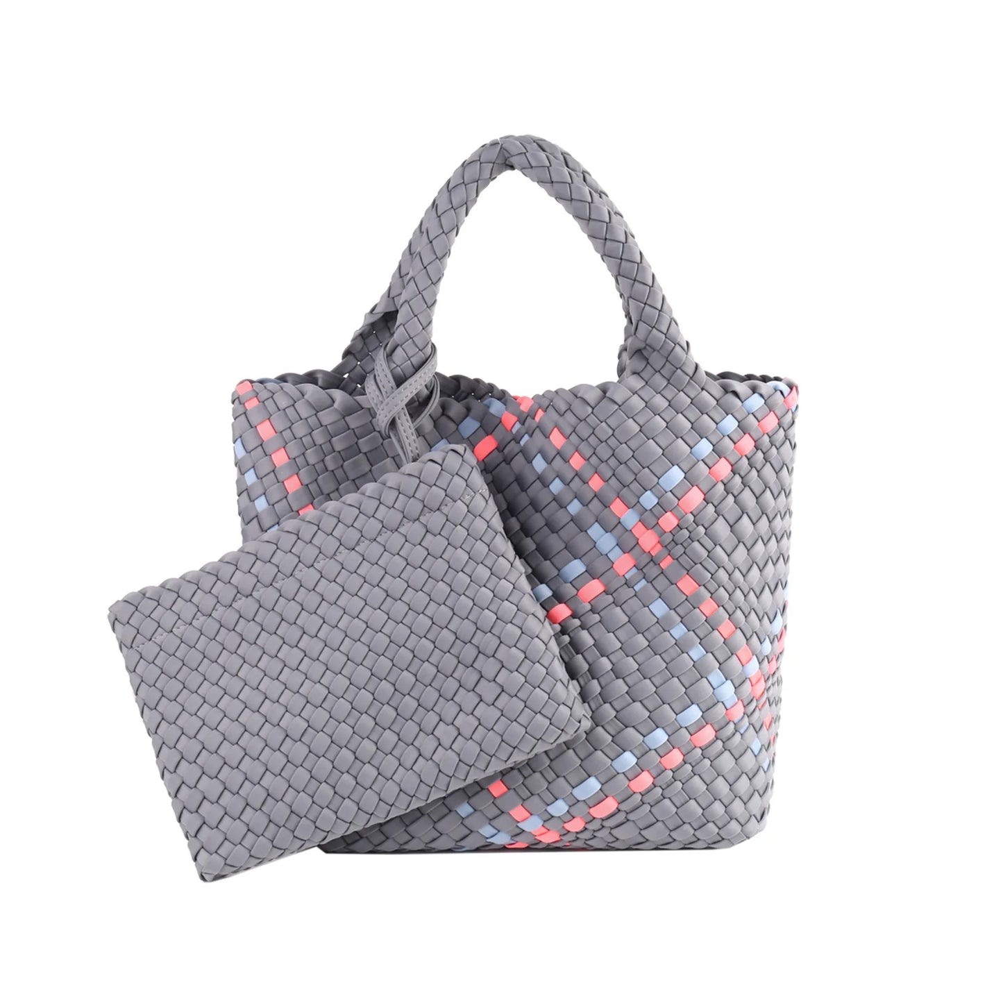 Hot Sale New Neoprene PU Woven Bag Beach Bag Large Capacity Woven Handbag Handmade Knitted Bag
