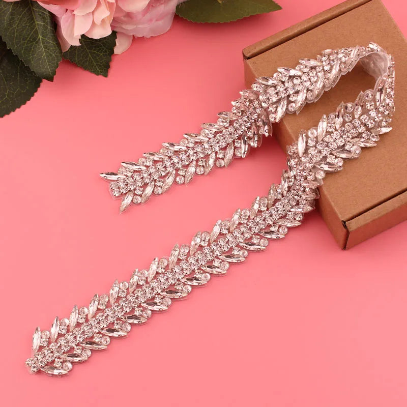 Crystal bridal belt with ribbons, handmade silver wedding belt, cookie patient belt for wedding evening dresses