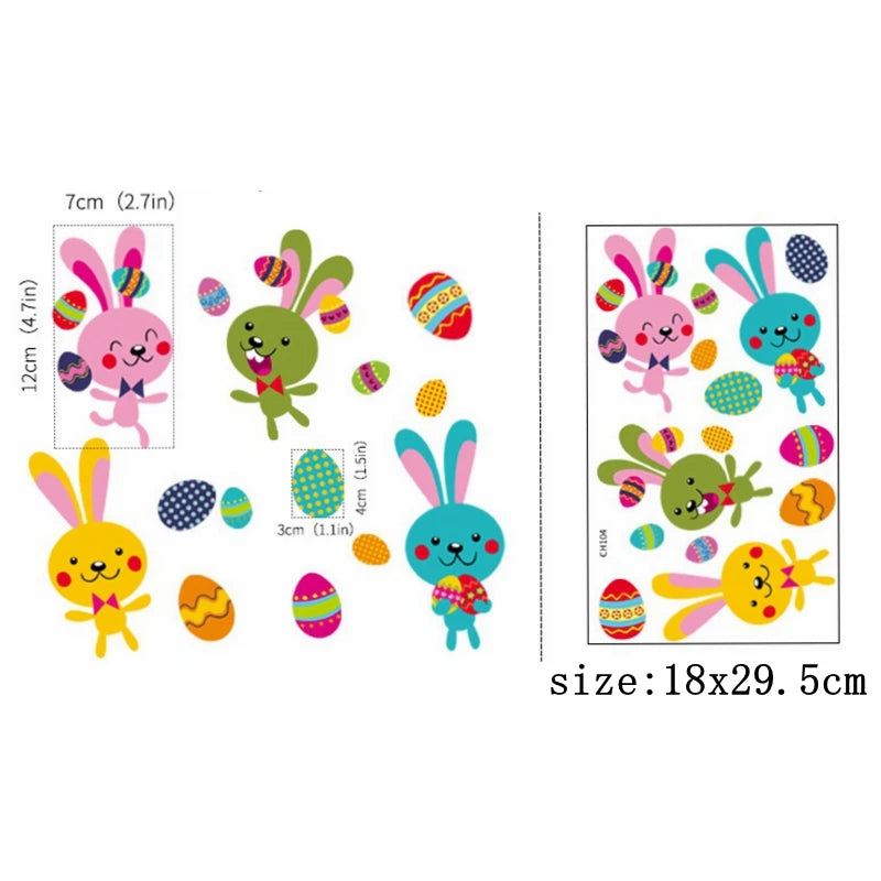 Happy Easter Window Stickers Rabbit Eggs Chick Wall Stickers Easter Decorations for Home 2022 Easter Party Bunny Wall Decals