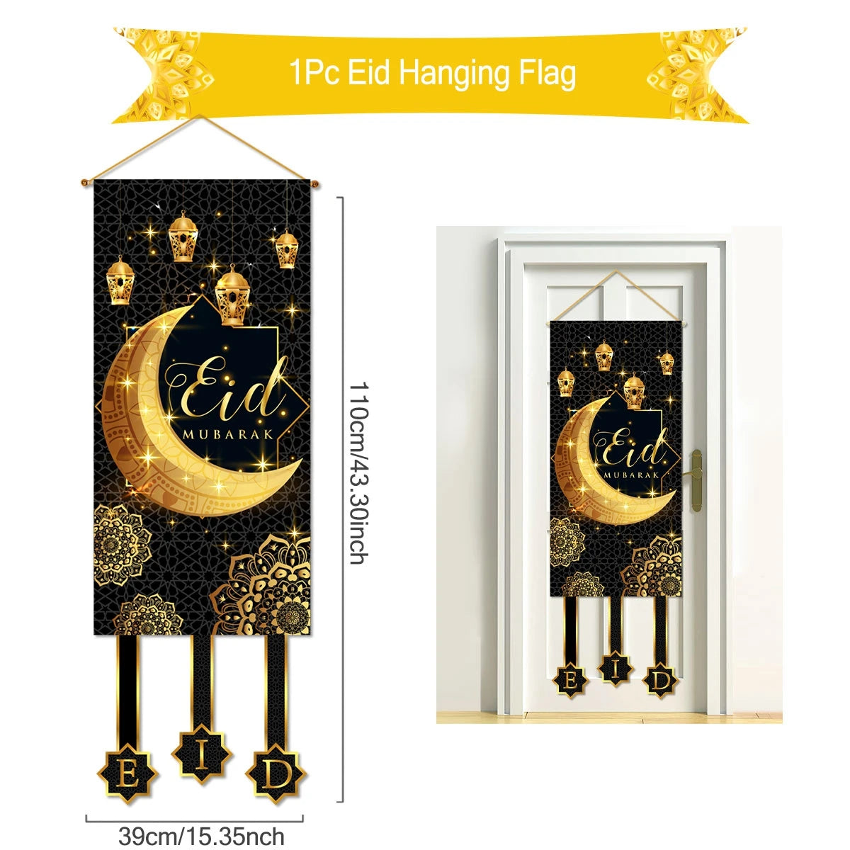 Ramadan Hanging Flag Ramadan Kareem Decoration For Home 2025 Aid EID Mubarak Muslim Islamic Festival Eid Al-fitr Party Supplies