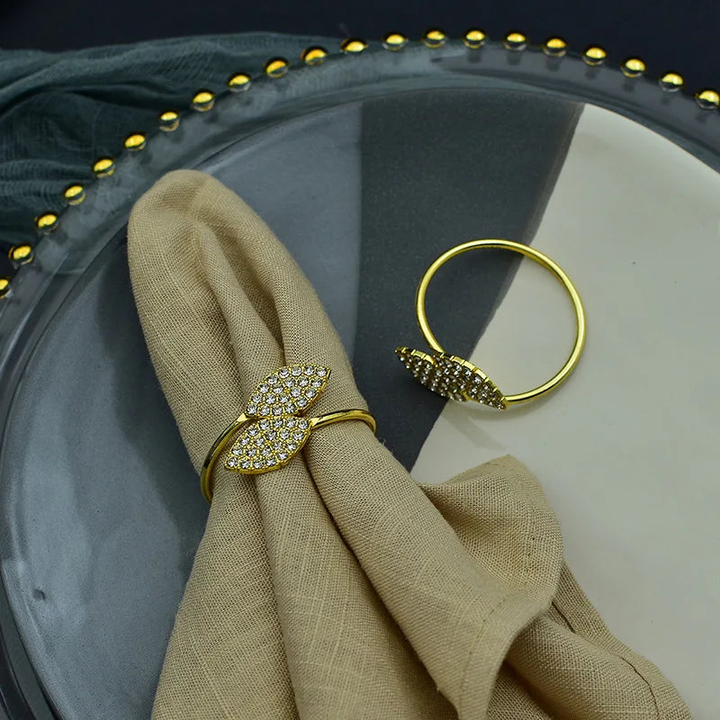 Metal Leaf Napkin Ring Golden Leaves Napkin Buckles Wedding Party Banquet Table Decoration,12PCS/SET